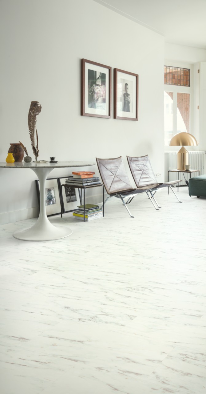 Vinila grīda Quick Step Oro AVSTU40136 Marble Carrara balts